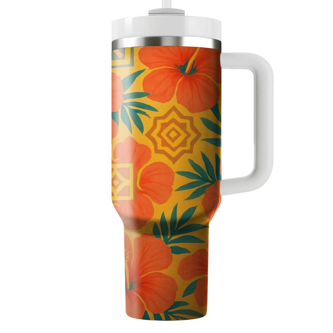 Sunrise Hibiscus Mosaic insulated tumblers