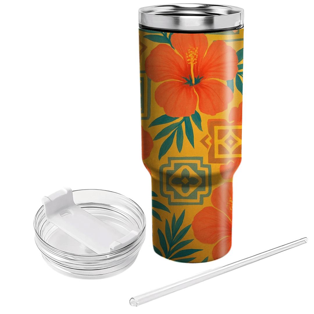 Sunrise Hibiscus Mosaic insulated tumblers