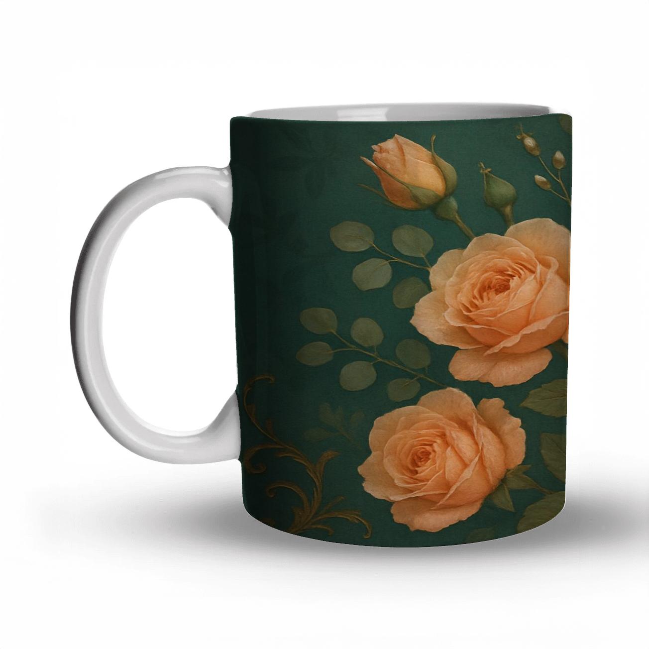 Bloom Cascade Rose Panel premium drinkware mugs