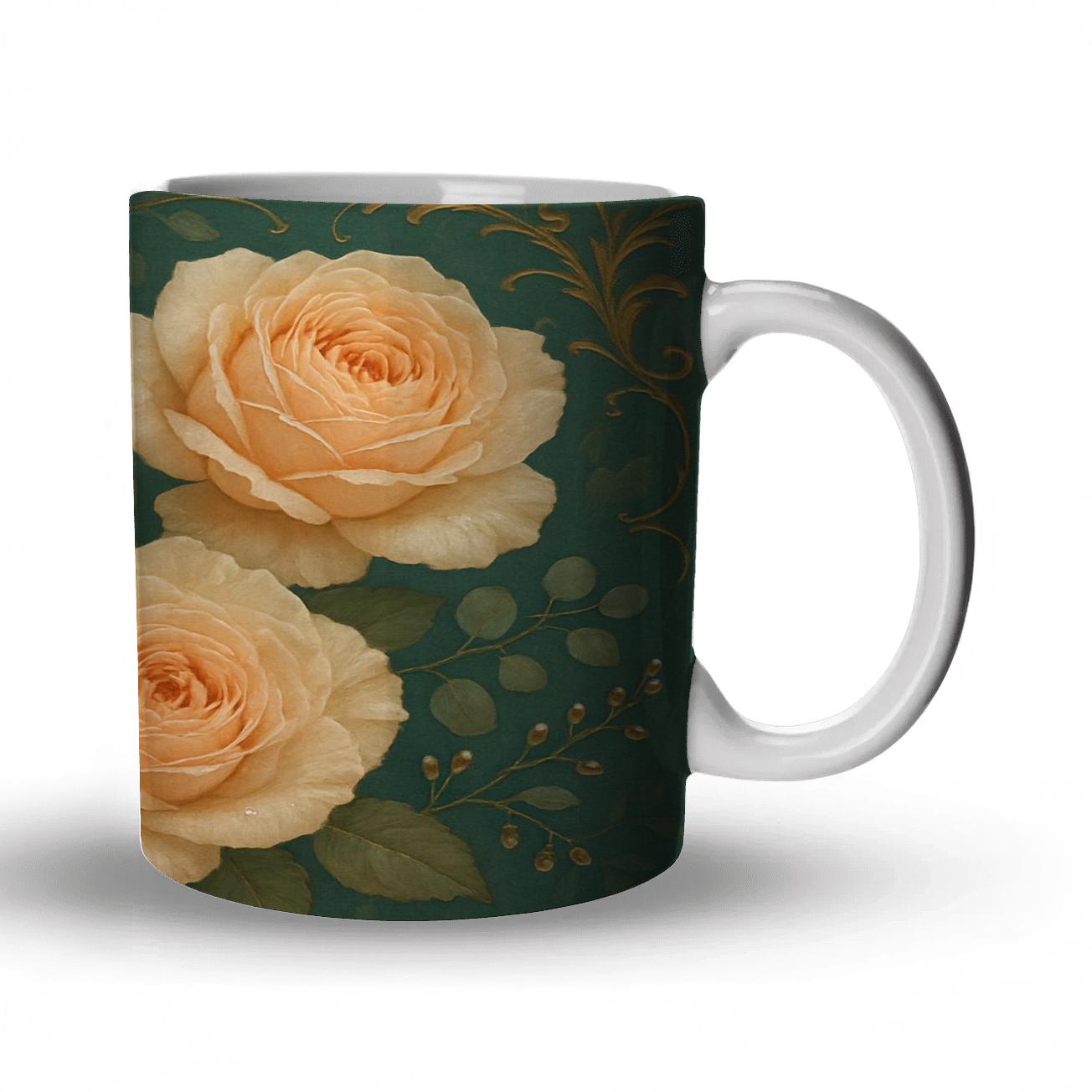 Bloom Cascade Rose Panel premium drinkware mugs