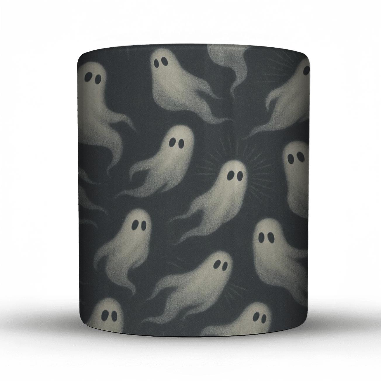 Scattered Ghostly Moonburst Tessellation travel mugs with handles