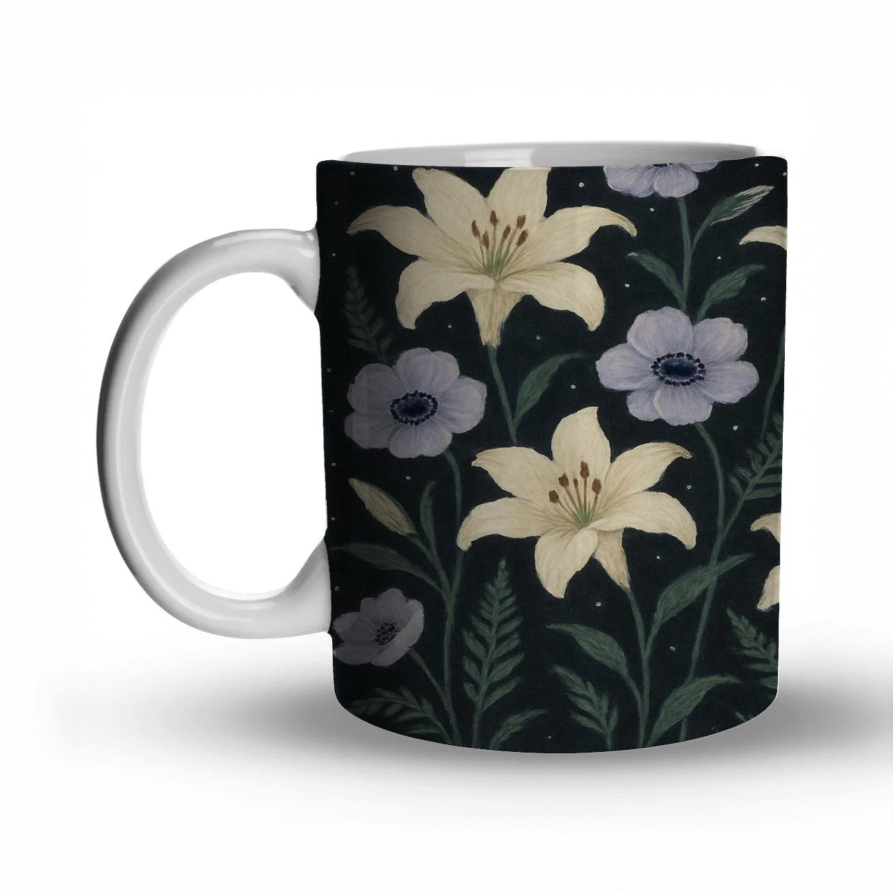 Midnight Lily Bloom Field personalized mugs
