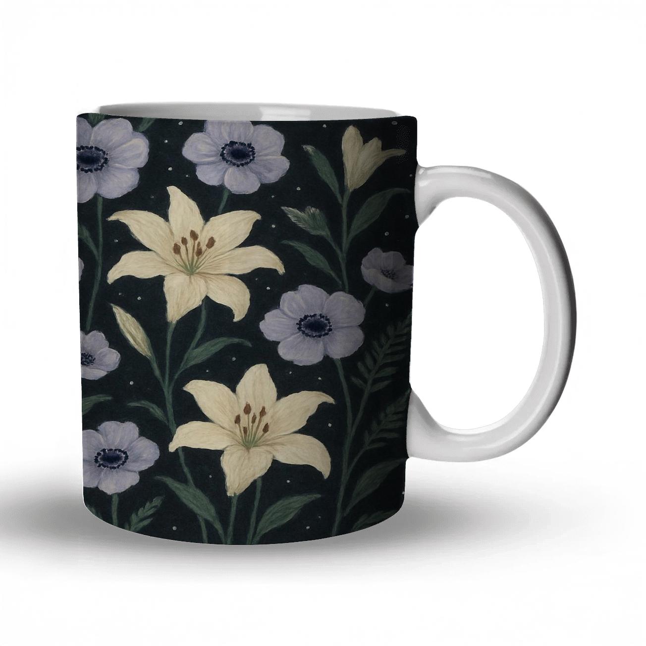 Midnight Lily Bloom Field personalized mugs