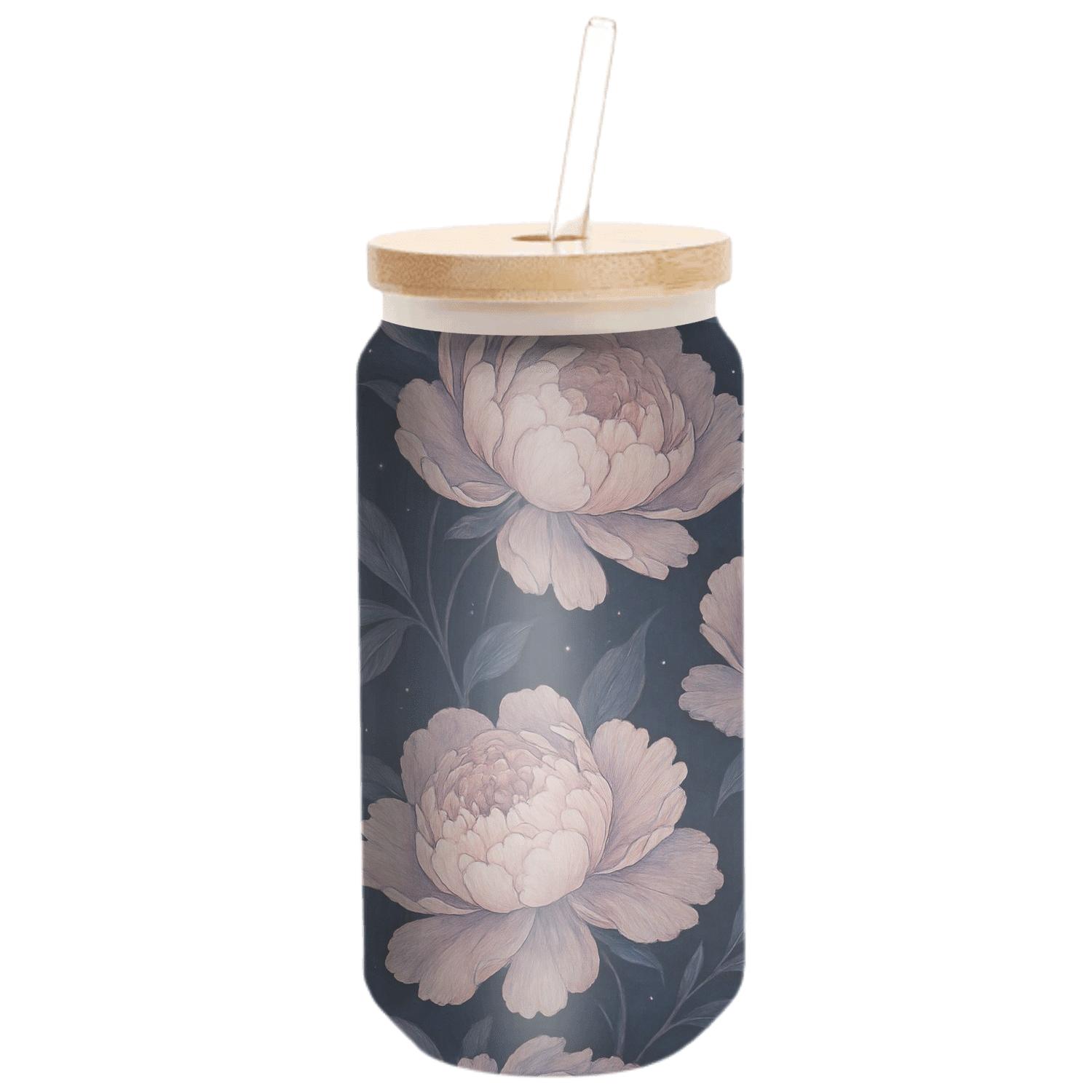 Midnight Nebula Peonies insulated glass vessels
