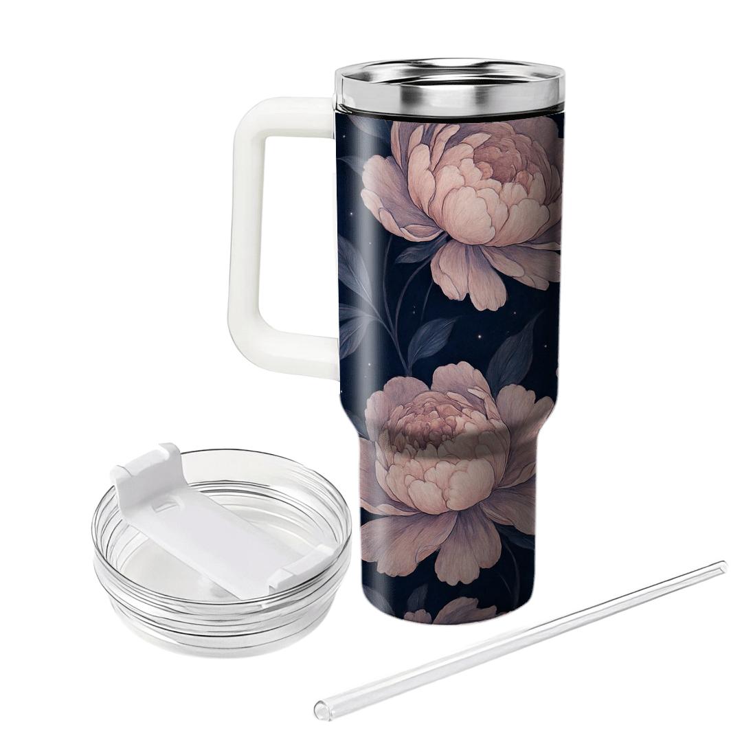 Midnight Nebula Peonies tumbler cups
