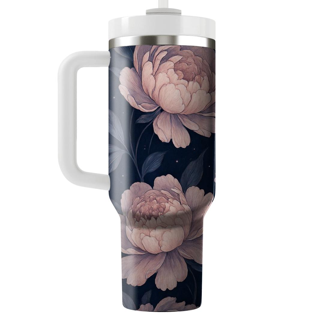 Midnight Nebula Peonies tumbler cups