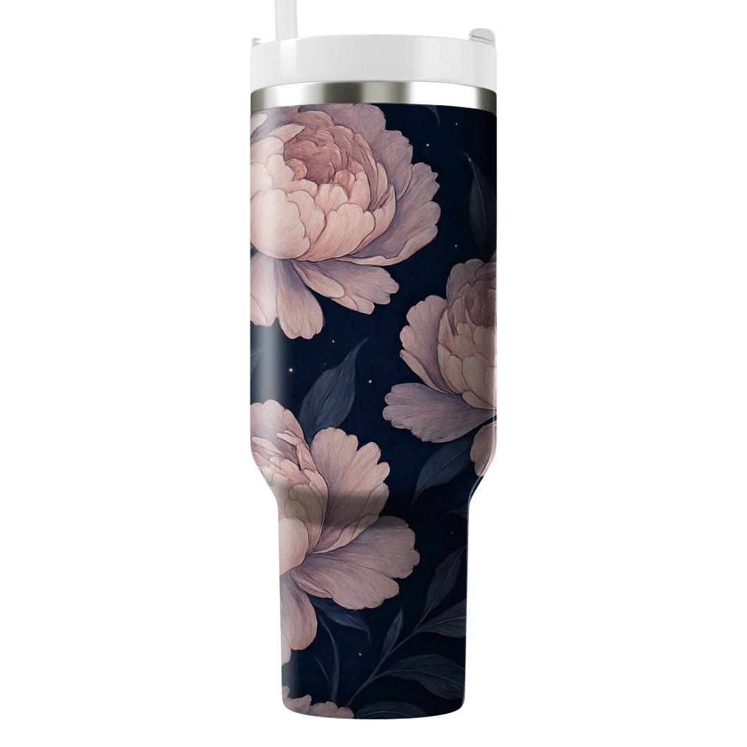 Midnight Nebula Peonies tumbler cups