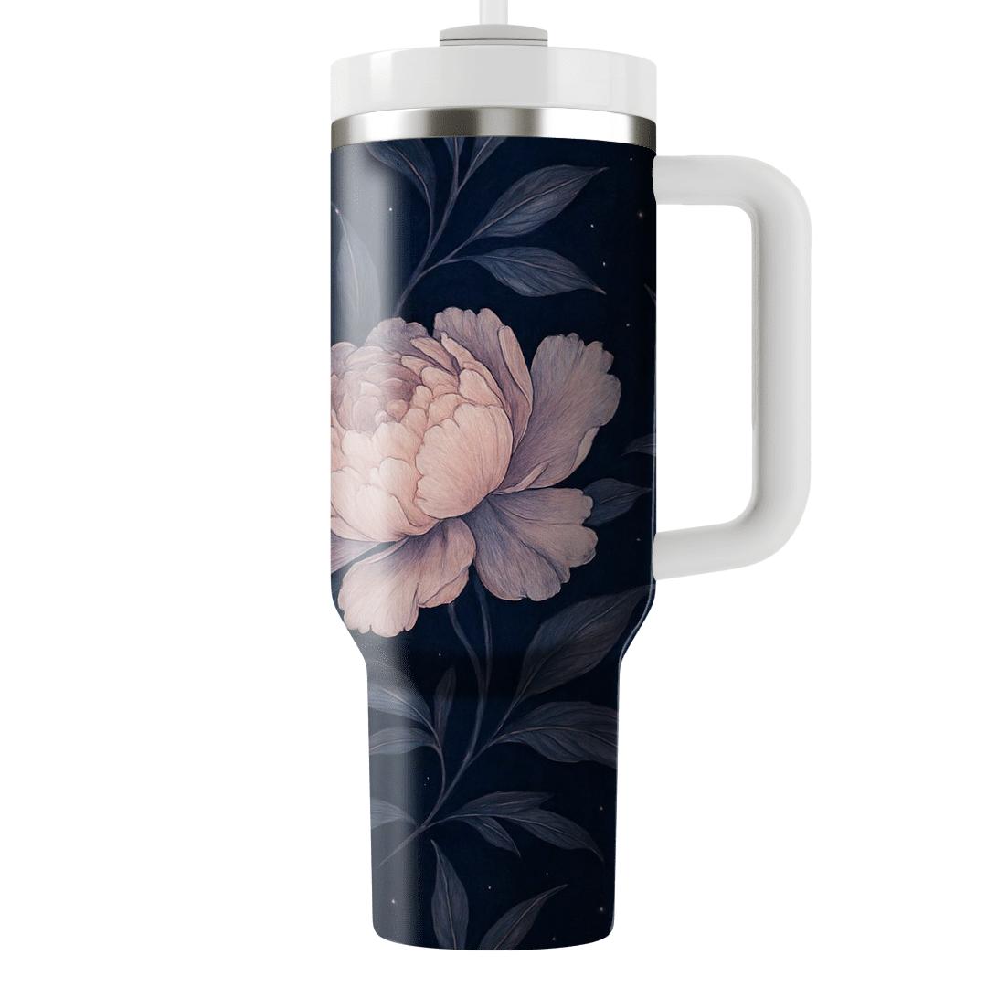 Midnight Nebula Peonies tumbler cups