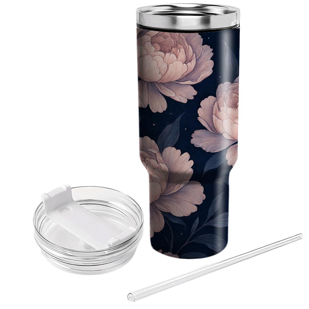 Midnight Nebula Peonies tumbler cups