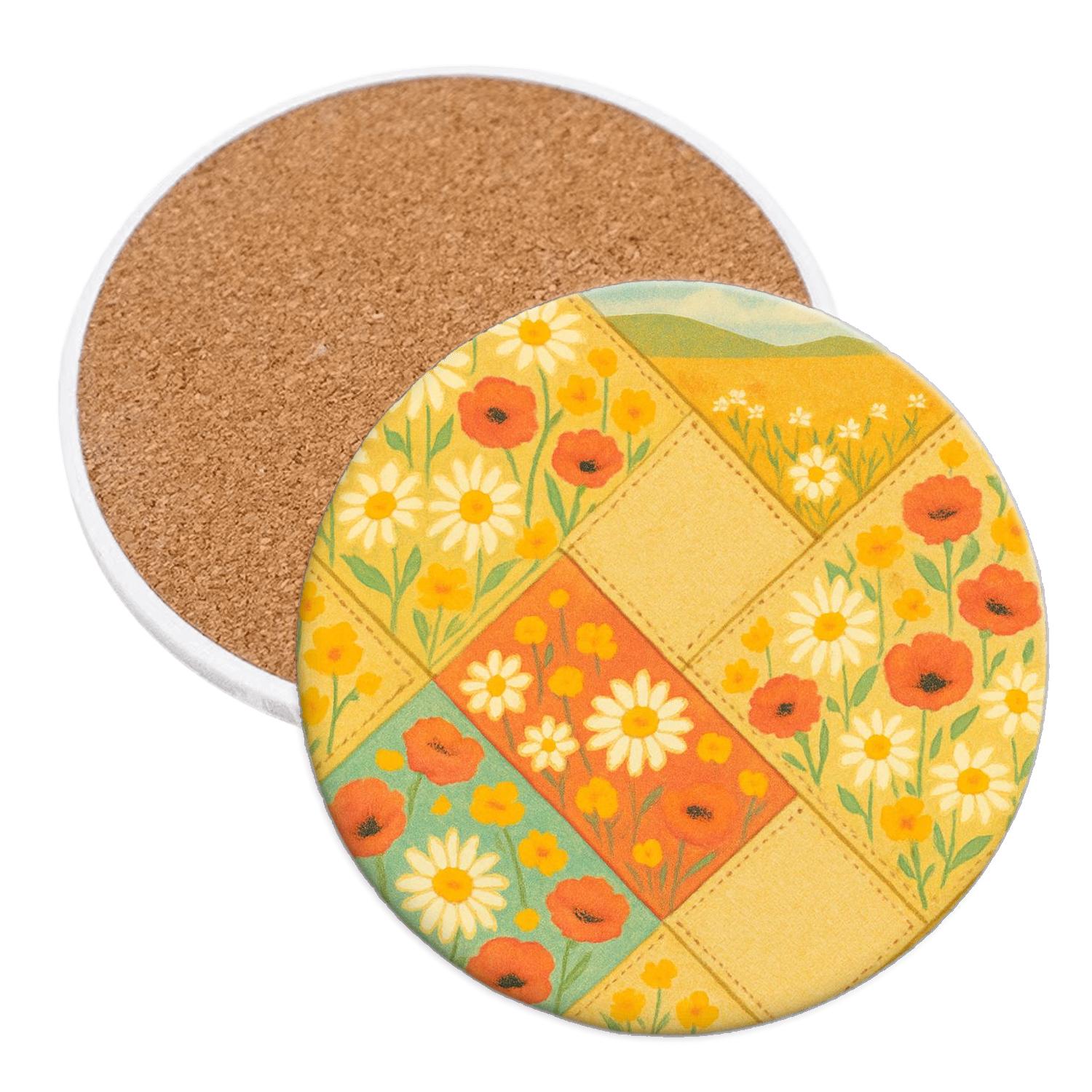 Sunlit Meadow Patchwork decorative beverage coasters