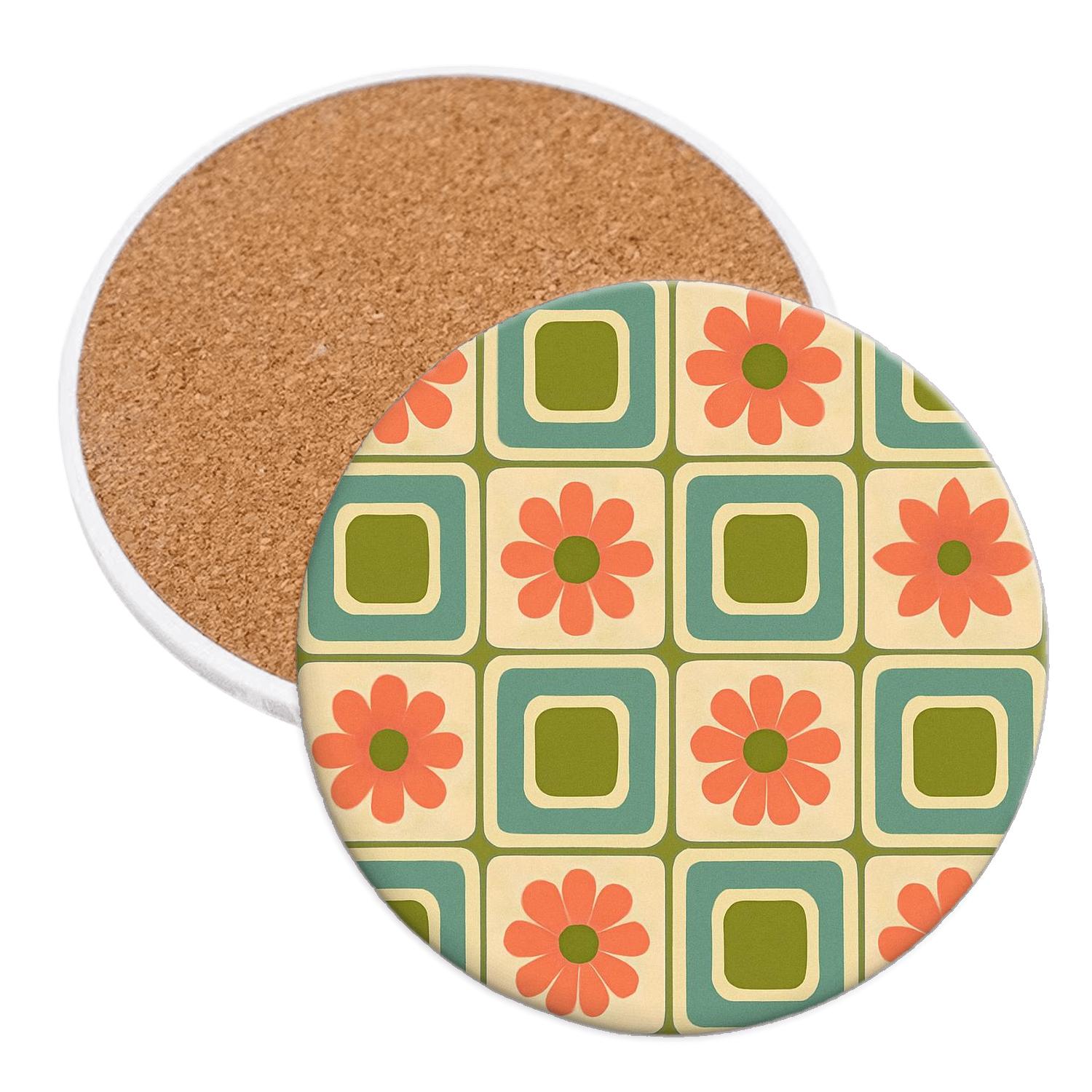 Mod Bloom Tile absorbent drink coasters