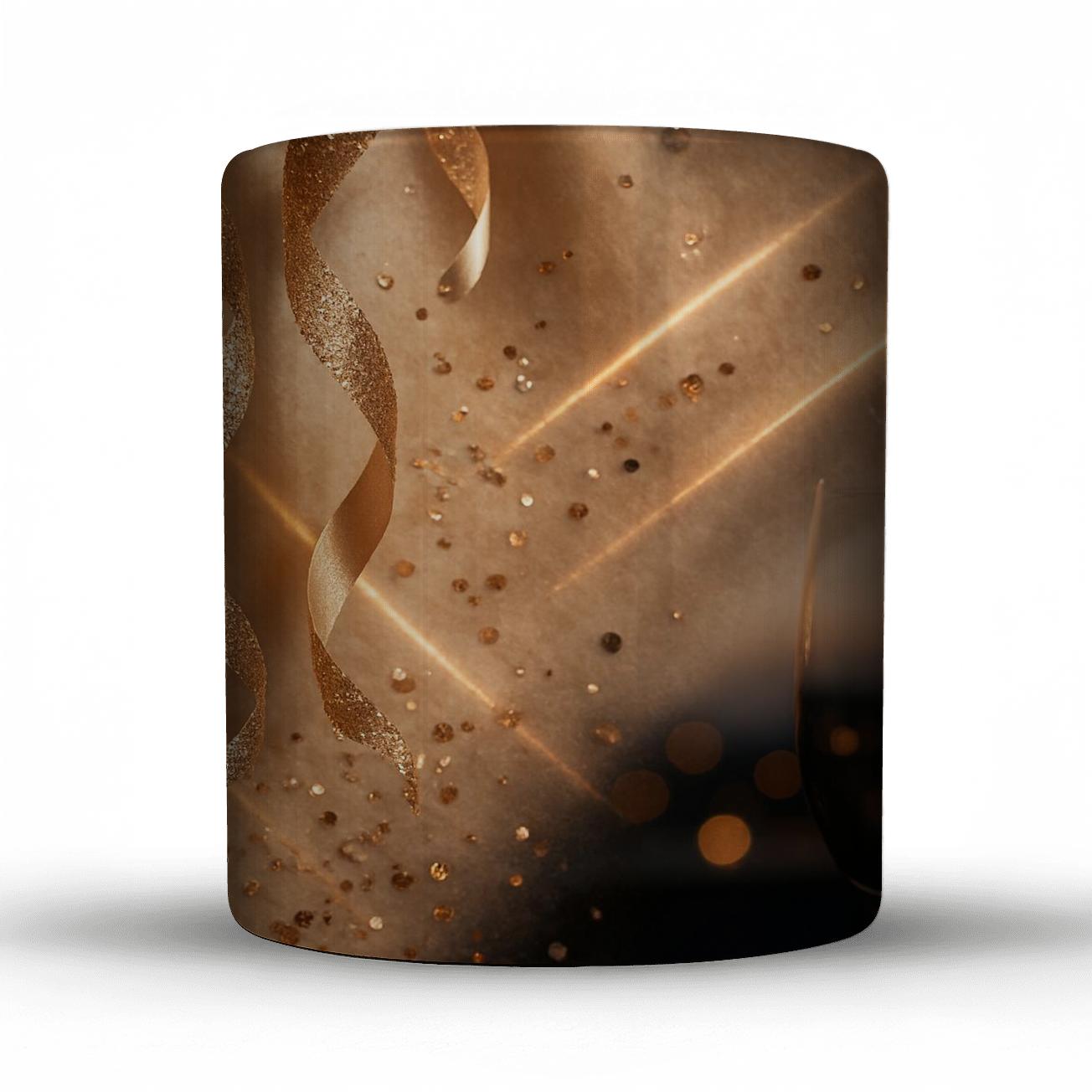 Champagne Laser Glitter Cascade insulated thermal mugs