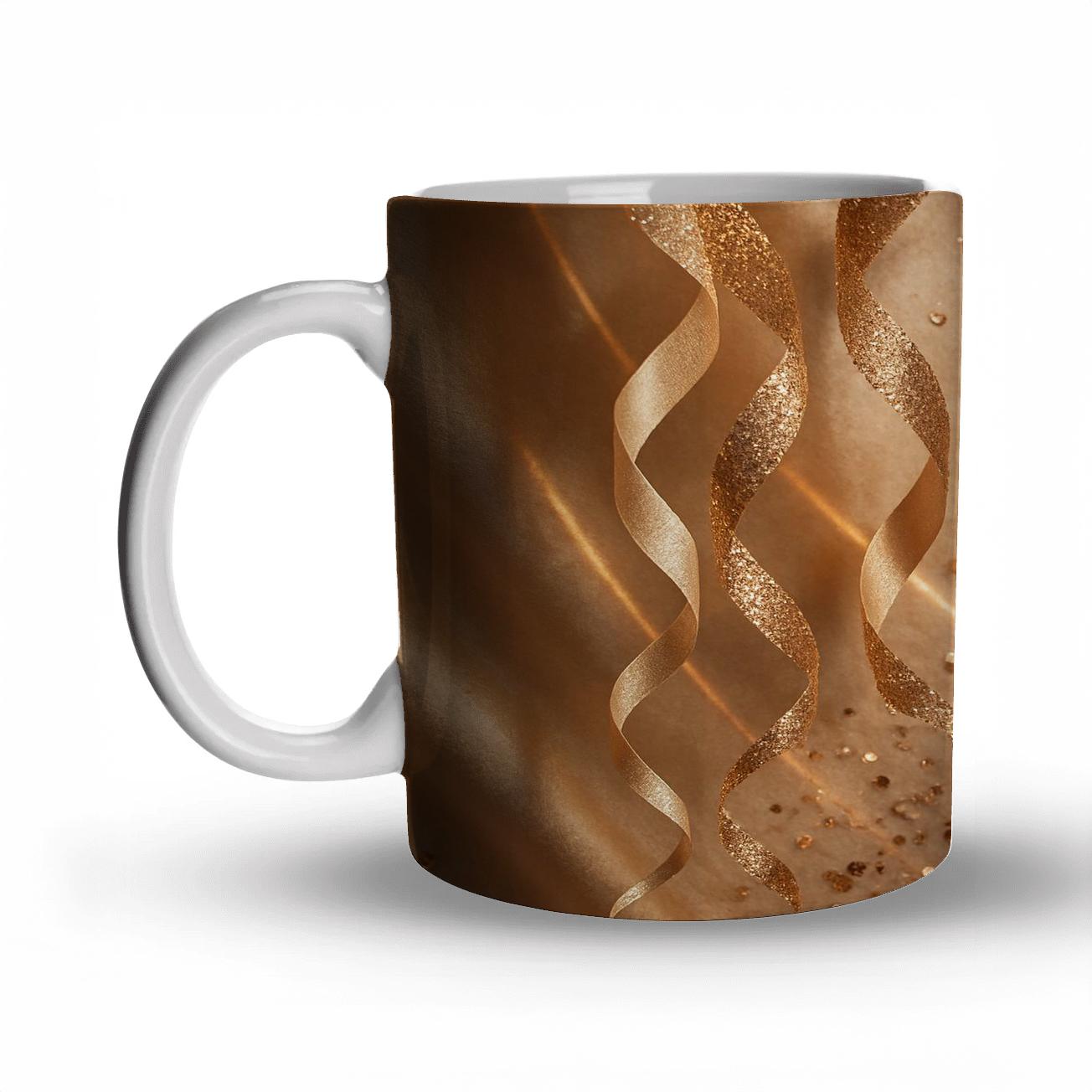 Champagne Laser Glitter Cascade insulated thermal mugs