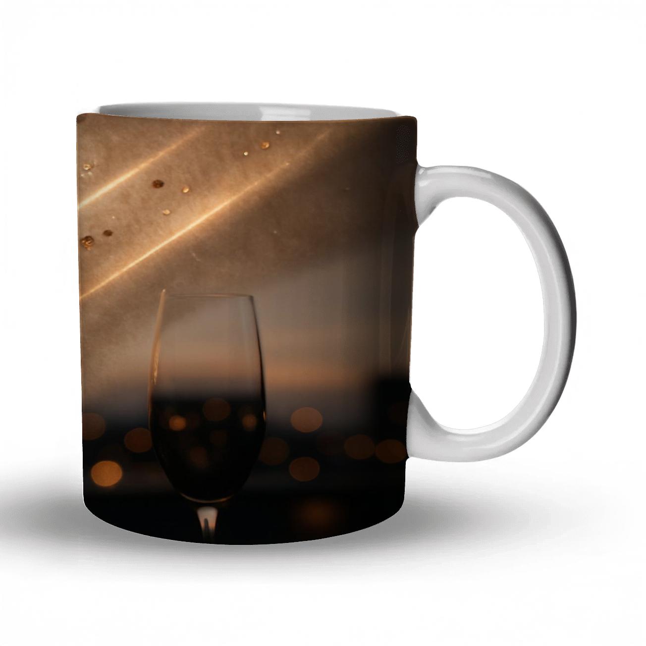 Champagne Laser Glitter Cascade insulated thermal mugs