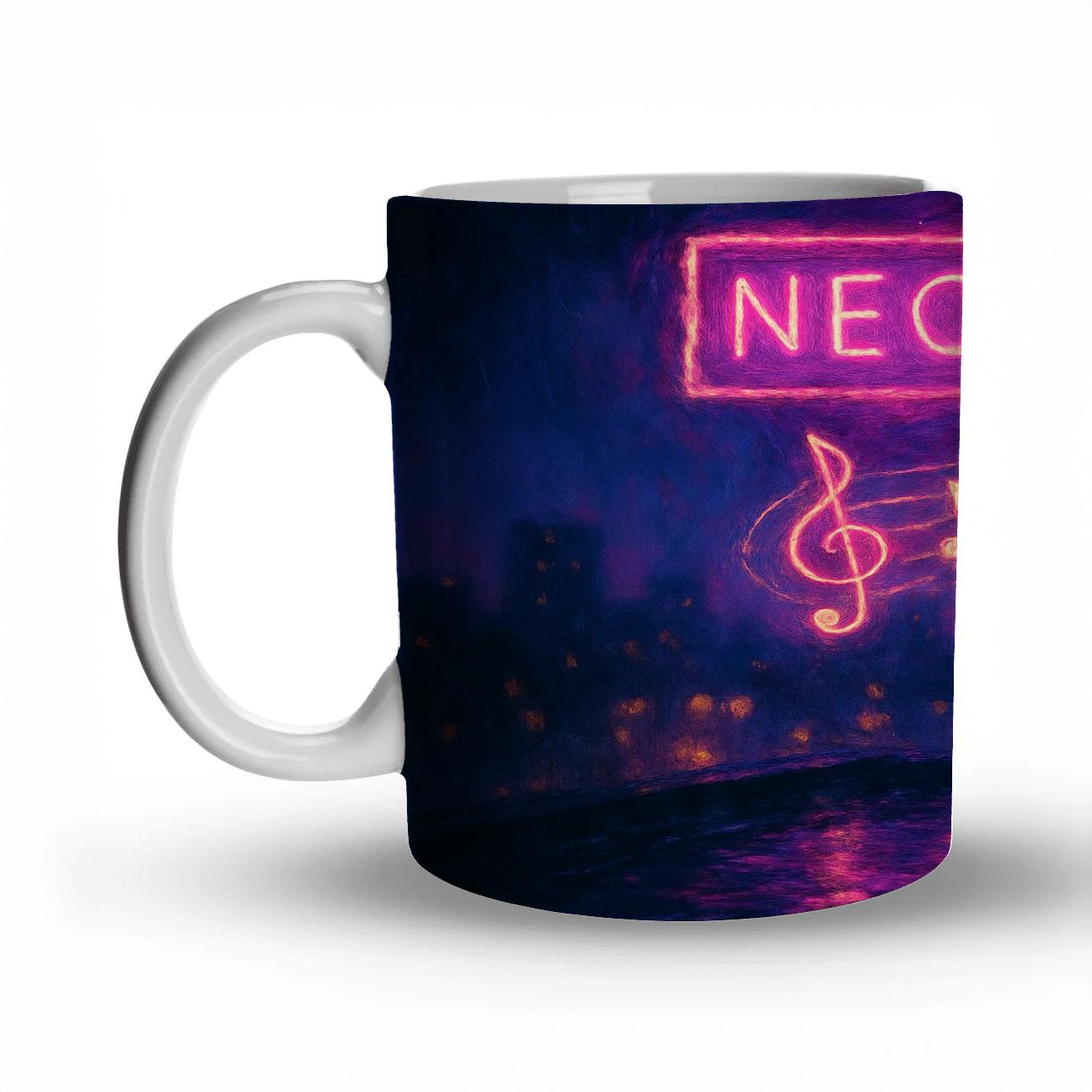 Midnight Jazz Neon ceramic coffee mugs