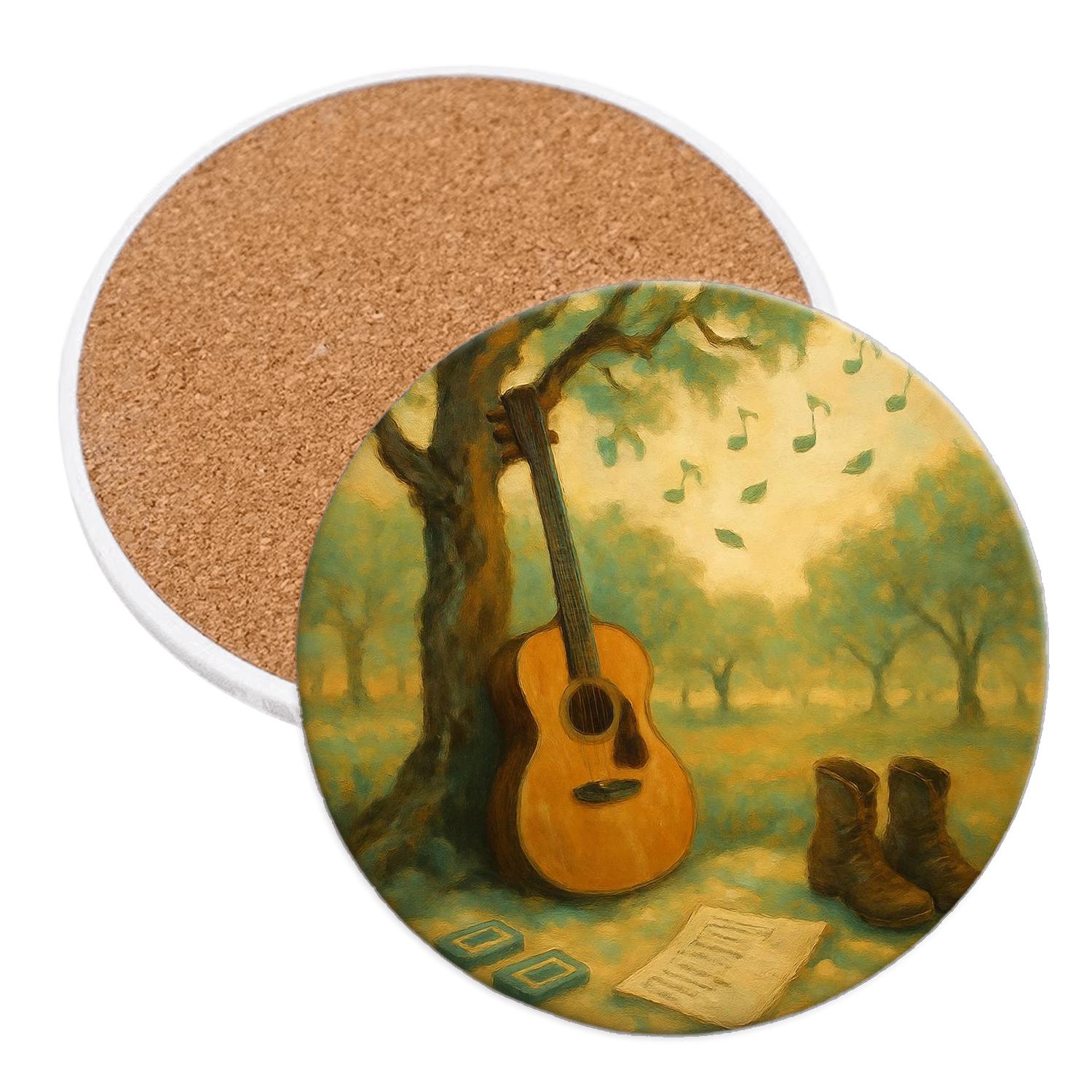 Acoustic Orchard Serenade elegant tabletop coasters