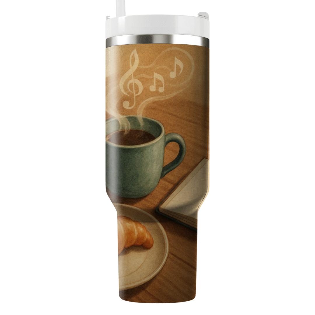 Steam Symphony Over Breakfast travel tumblers