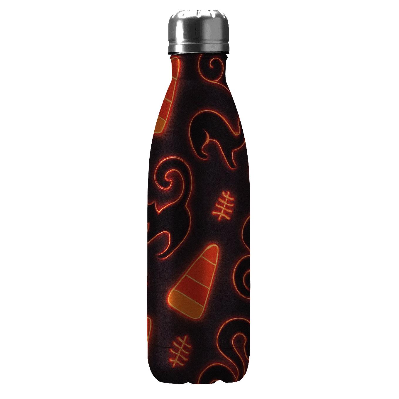 Candy Corn Diagonal Array With Cat Shadows water bottles with lids