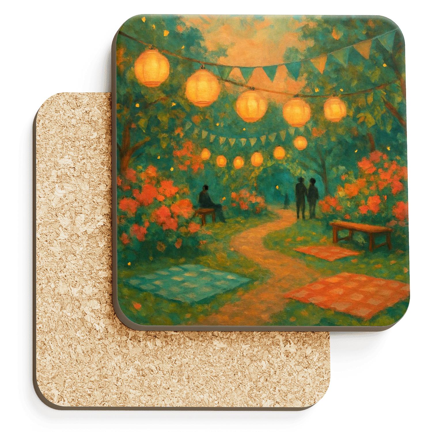 Midsummer Lantern Garden personalized drink coasters
