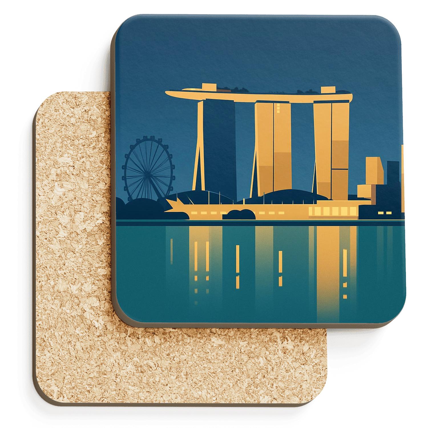 Marina Bay Skyline Singapore custom engraved coasters