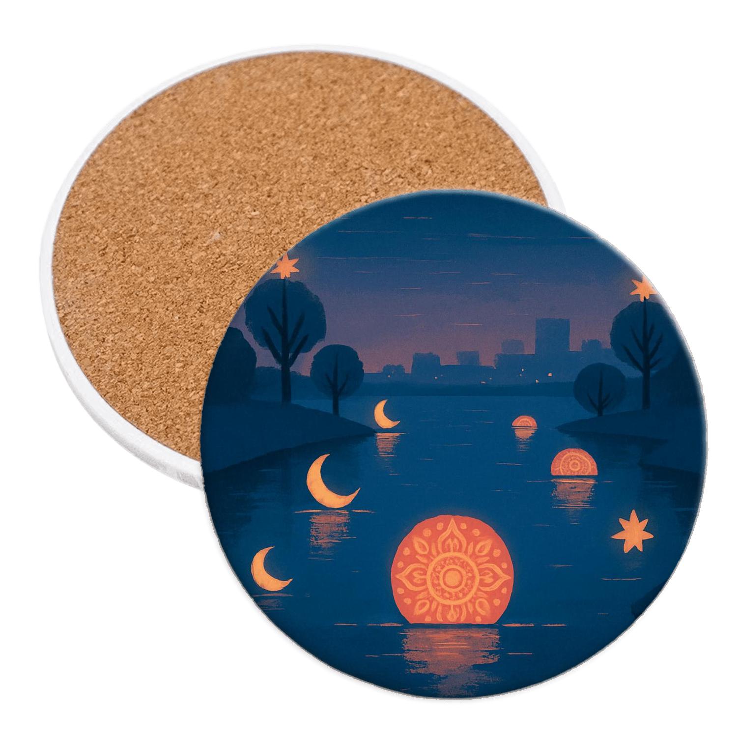 Lanterns Beyond Time absorbent drink coasters