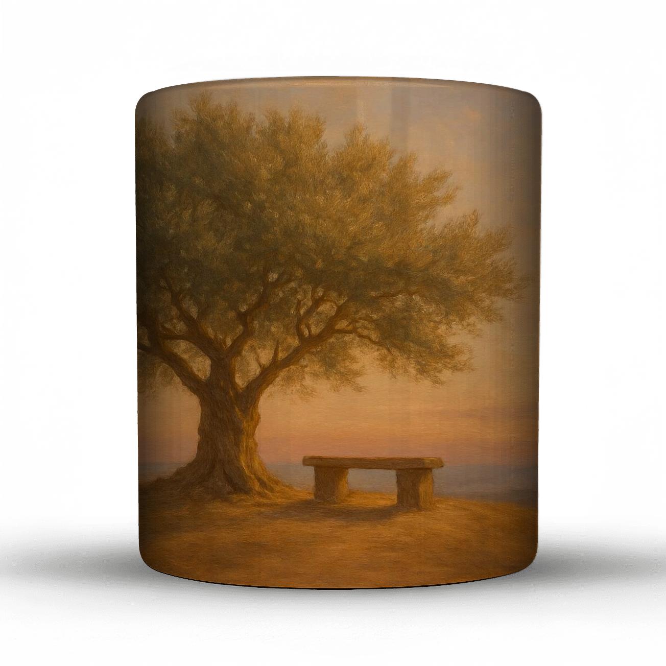 Sanctuary Under The Olive Tree travel mugs with handles