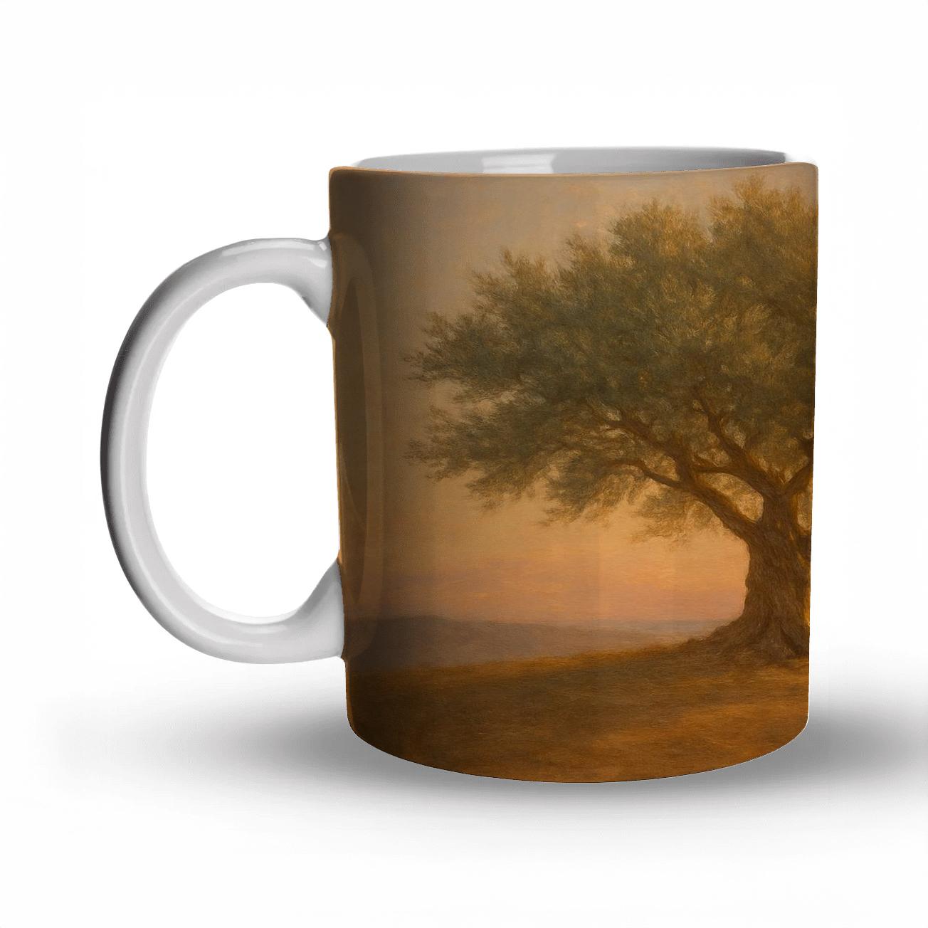 Sanctuary Under The Olive Tree travel mugs with handles