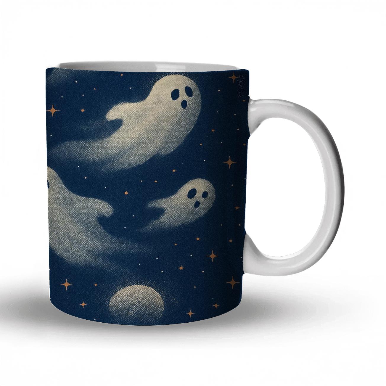 Ghost Drift Halftone Night Sky premium drinkware mugs