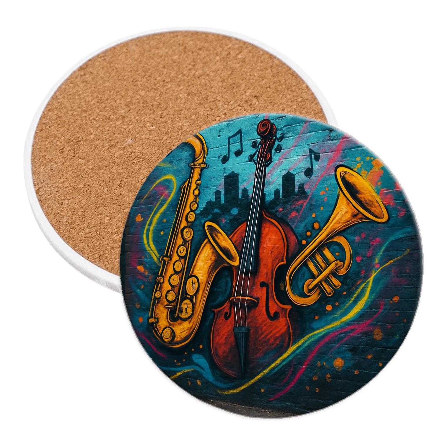 Street Jazz Neon Graffiti absorbent drink coasters