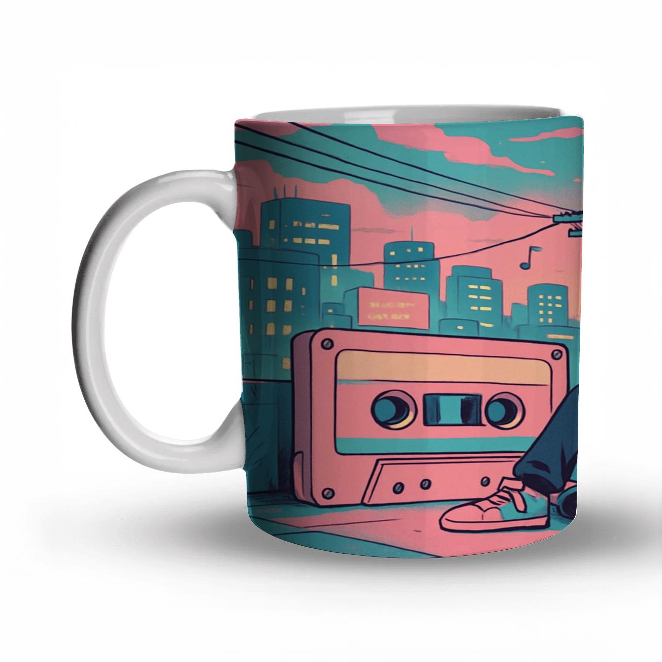 Retro Anime Mixtape City personalized mugs