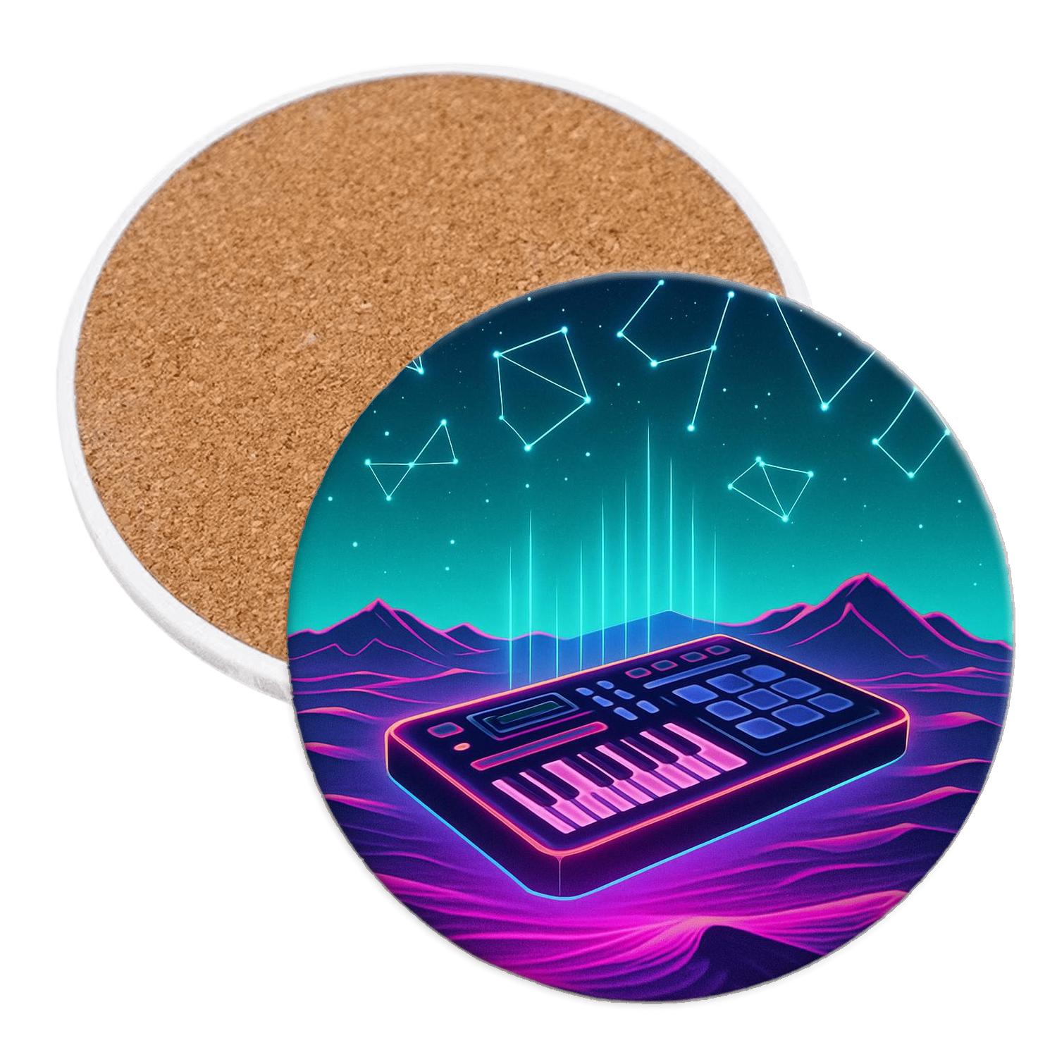 Starlight Synthwave Stage custom engraved coasters