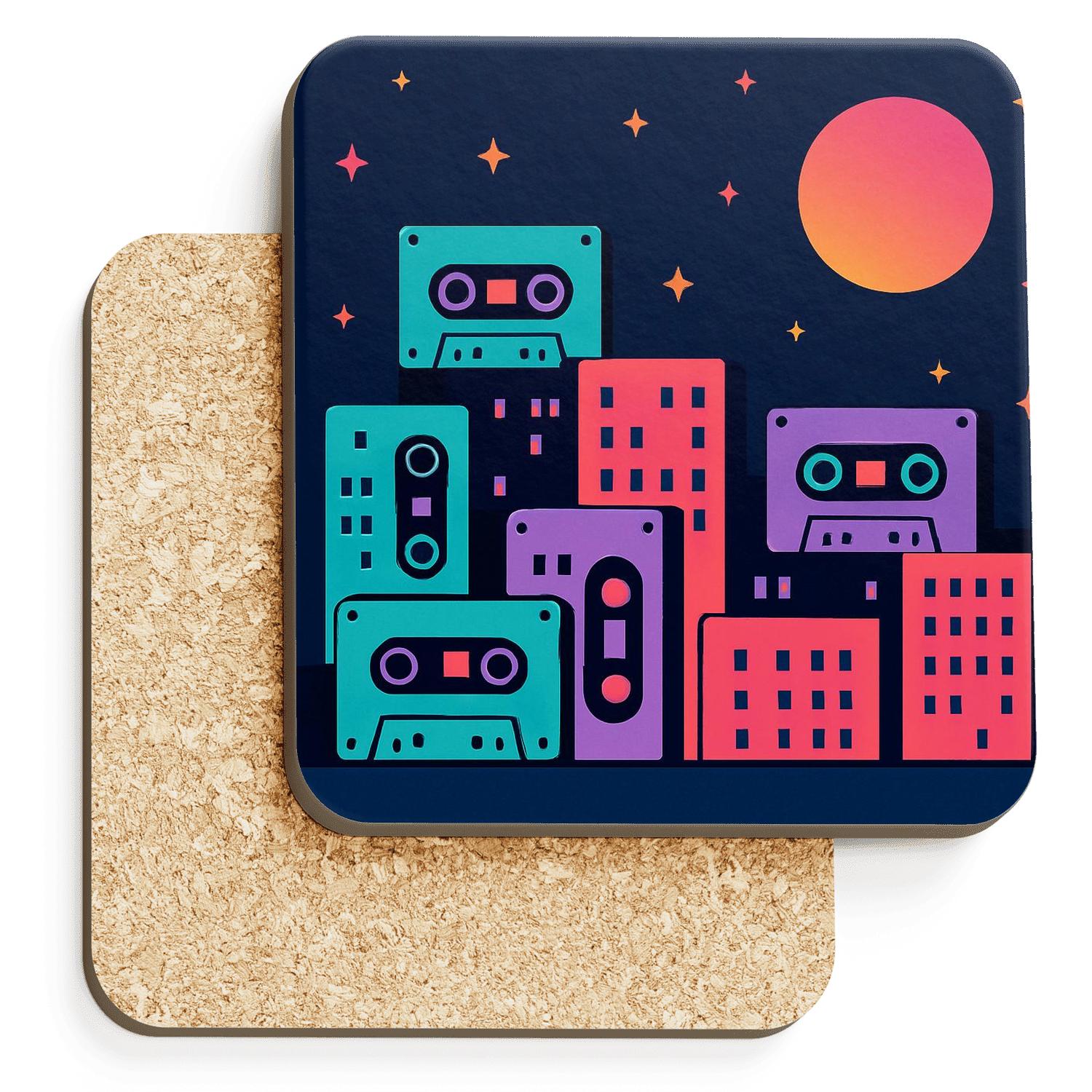 Starlight Cassette Skyline decorative beverage coasters