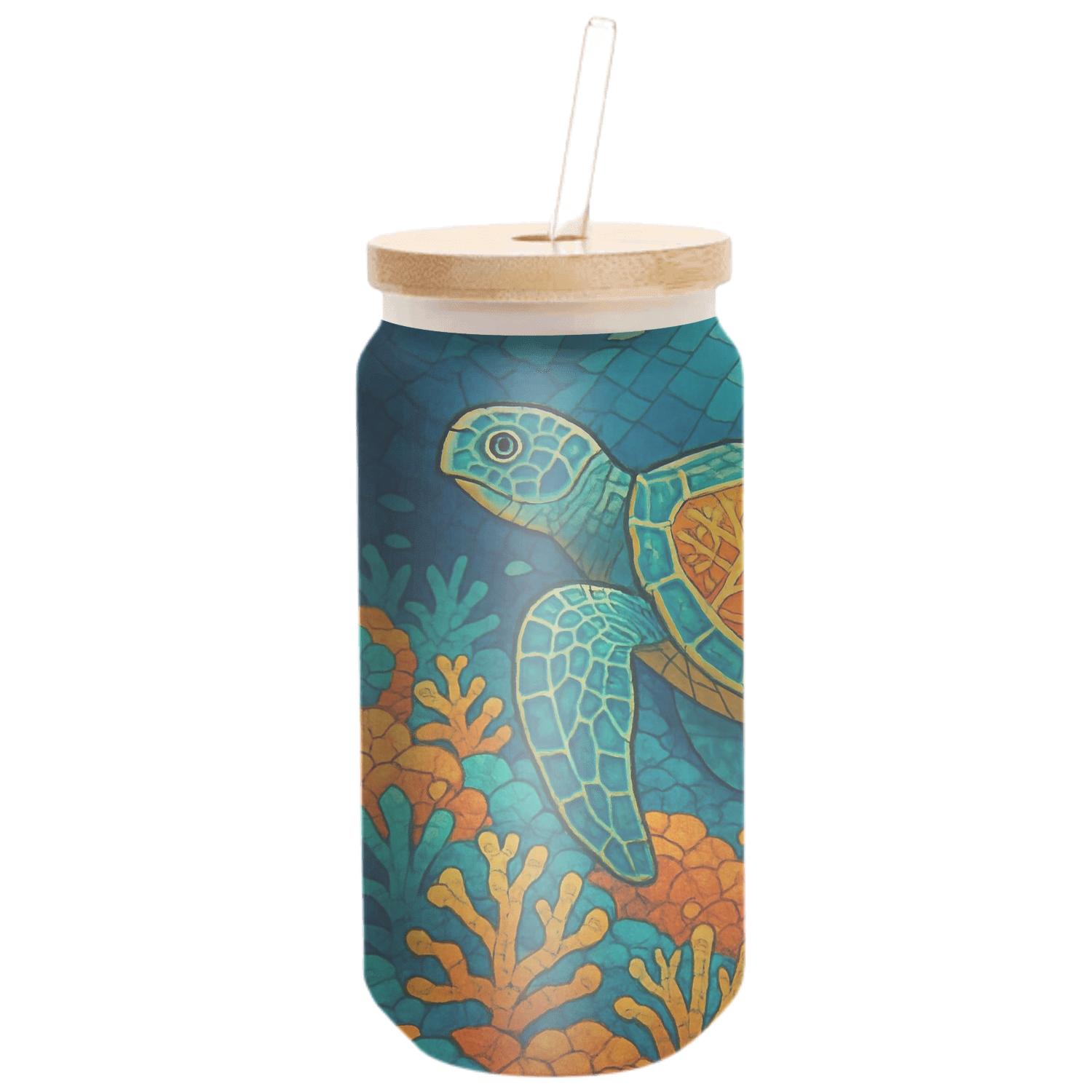 Coral Reef Turtle Mosaic textured glass