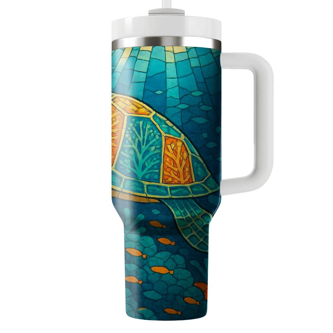 Coral Reef Turtle Mosaic tumblers for gifts
