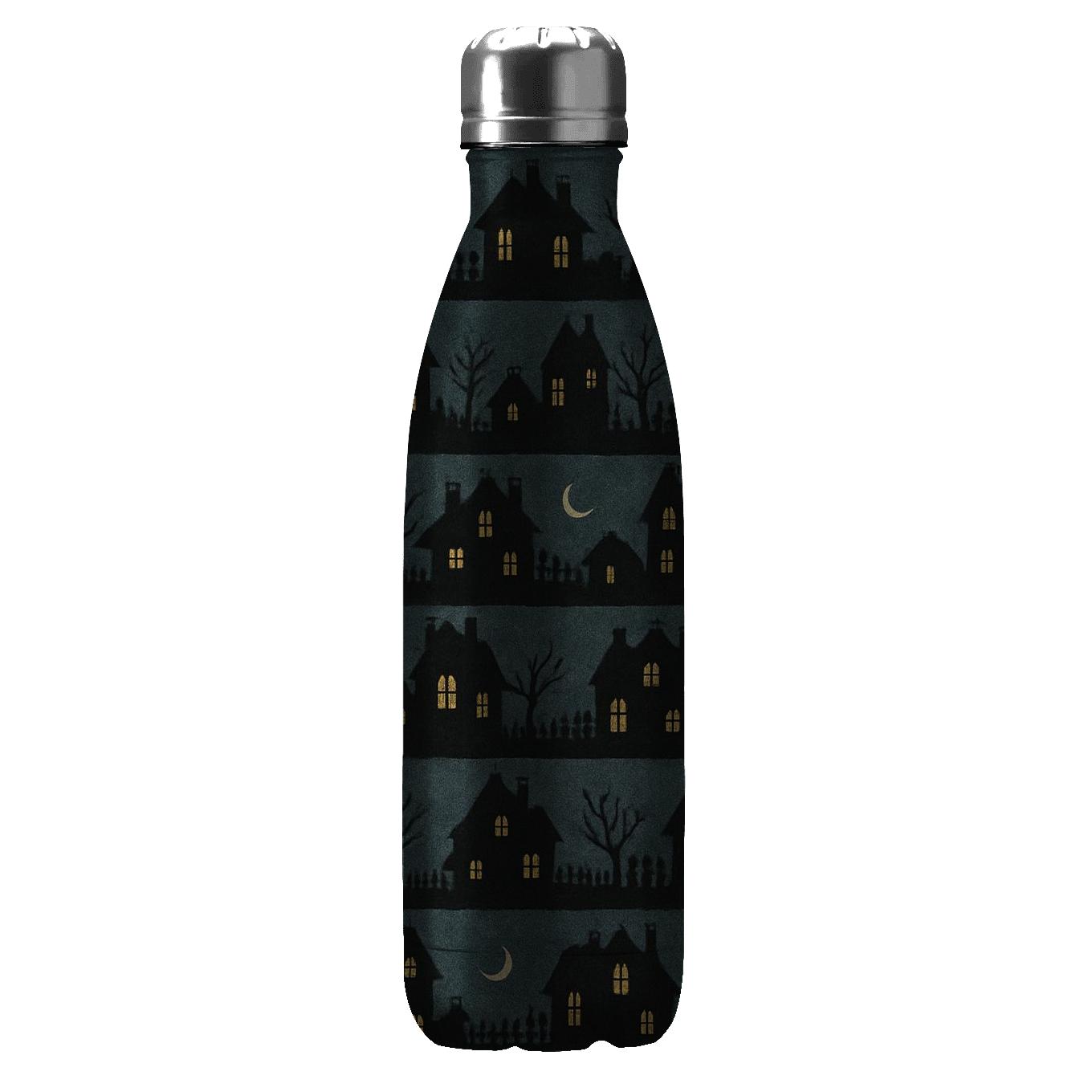 Haunted House Horizon Stripes On Deep Navy Night custom water bottles