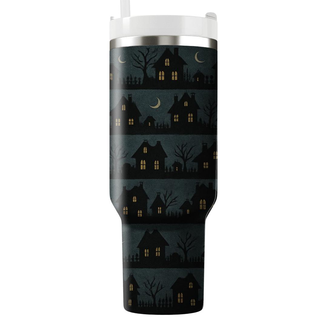 Haunted House Horizon Stripes On Deep Navy Night tumblers for gifts