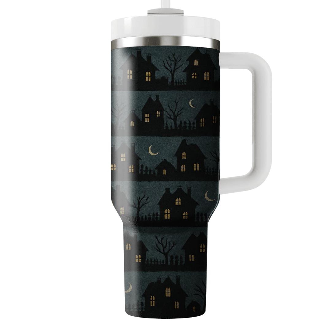 Haunted House Horizon Stripes On Deep Navy Night tumblers for gifts