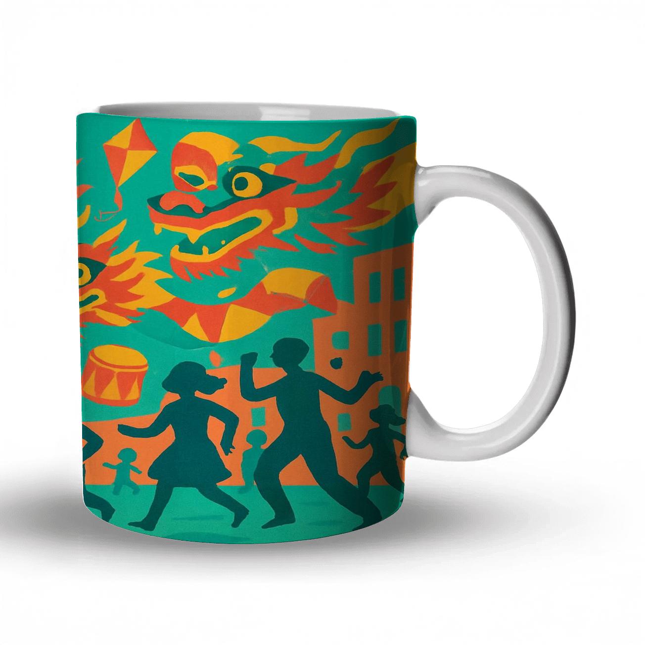 Ocean Of Masks Parade ceramic coffee mugs