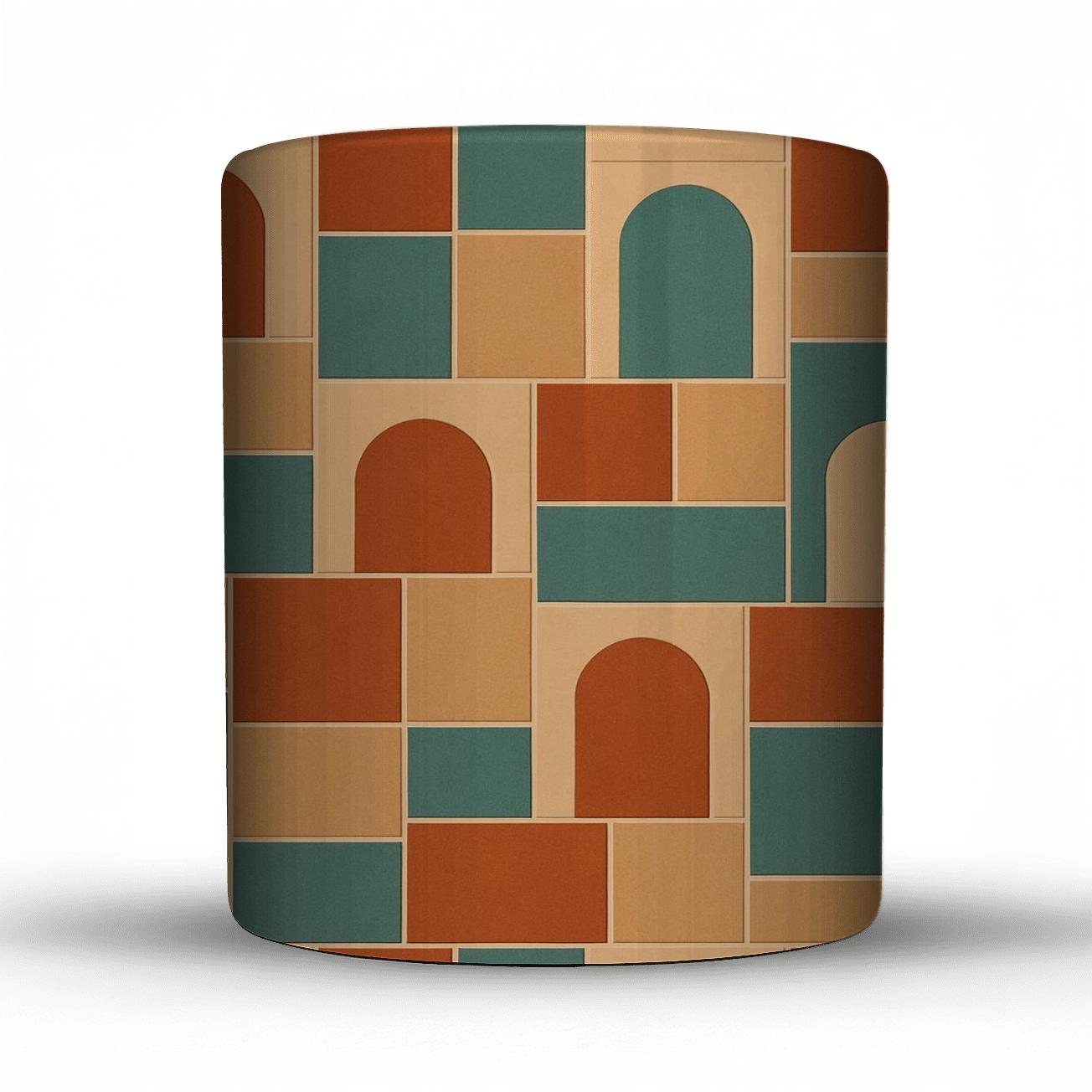 Interlocking Terracotta Courtyard travel mugs with handles