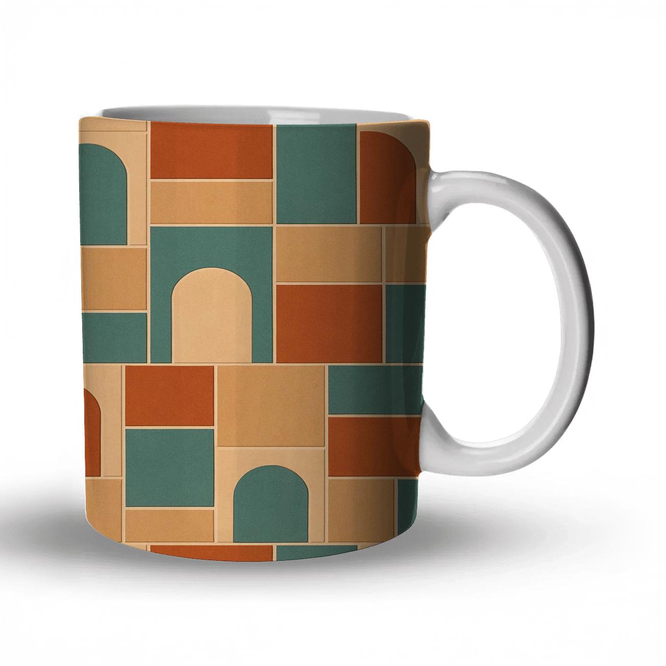 Interlocking Terracotta Courtyard travel mugs with handles