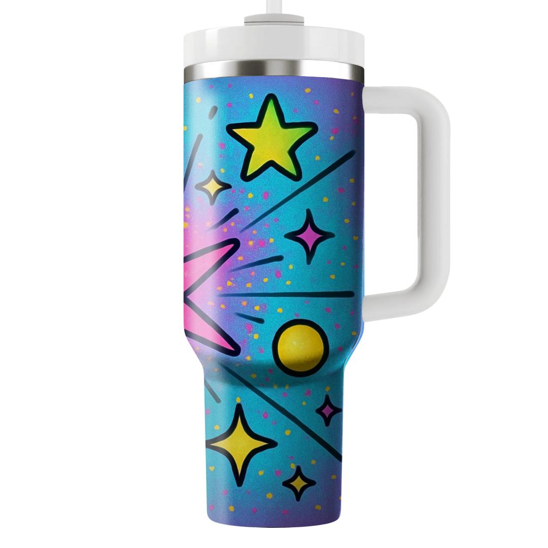 Neon Stardust Confetti Bloom personalized tumblers