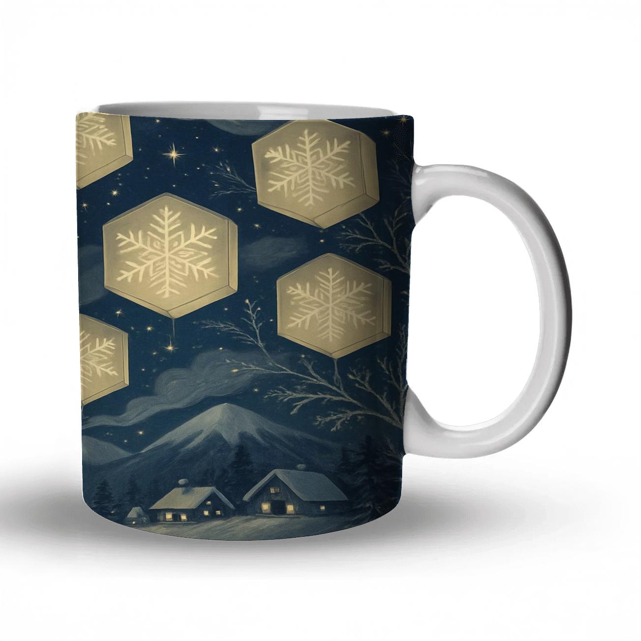Celestial Winter Lanterns travel mugs with handles