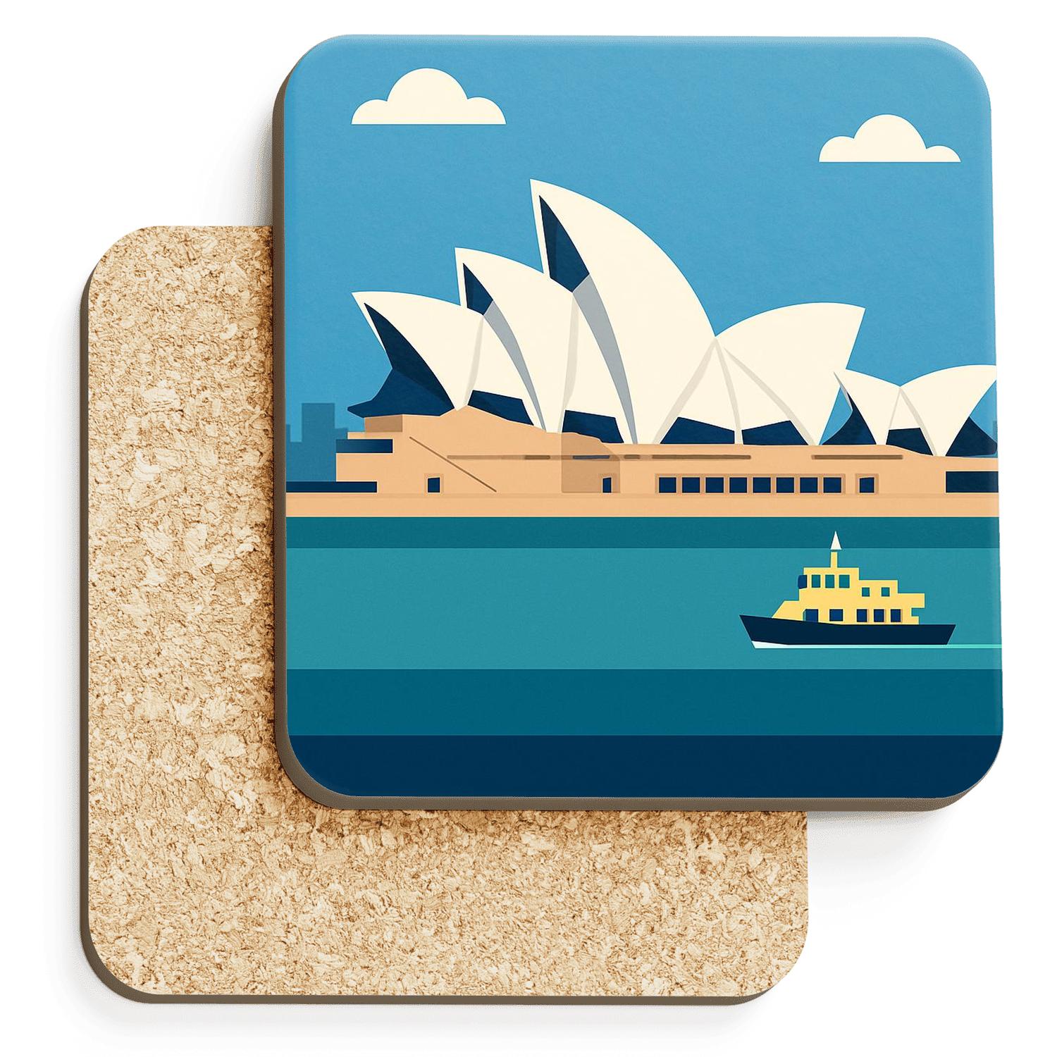 Sydney Opera House Harbour View custom engraved coasters