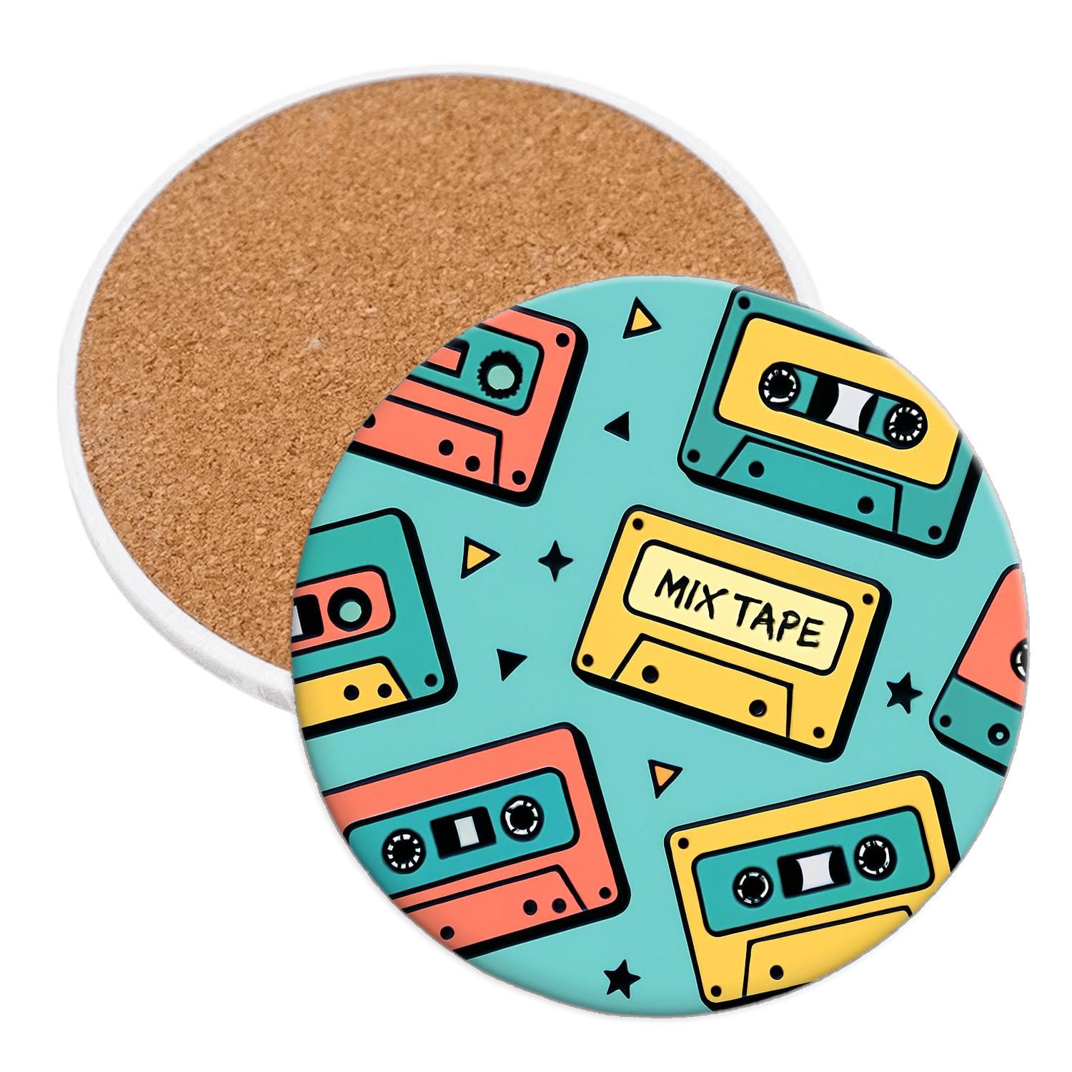 Cassette Mix Memory wooden table coasters