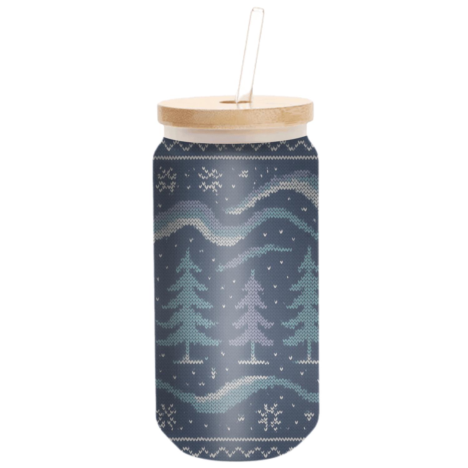 Midwinter Aurora Knitscape artisan blown glass drinkware