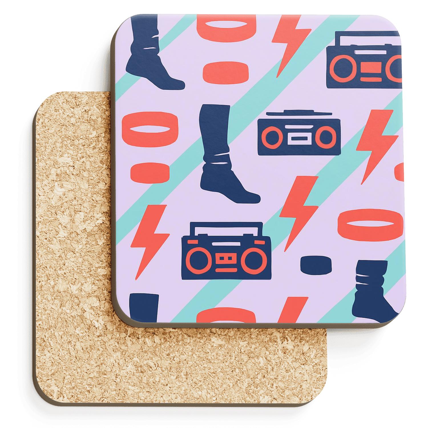 Neon Aerobics Studio Pop coasters for home decor