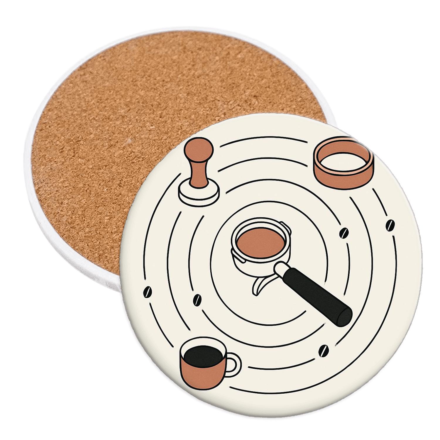 Espresso Tools In Minimal Orbit personalized drink coasters