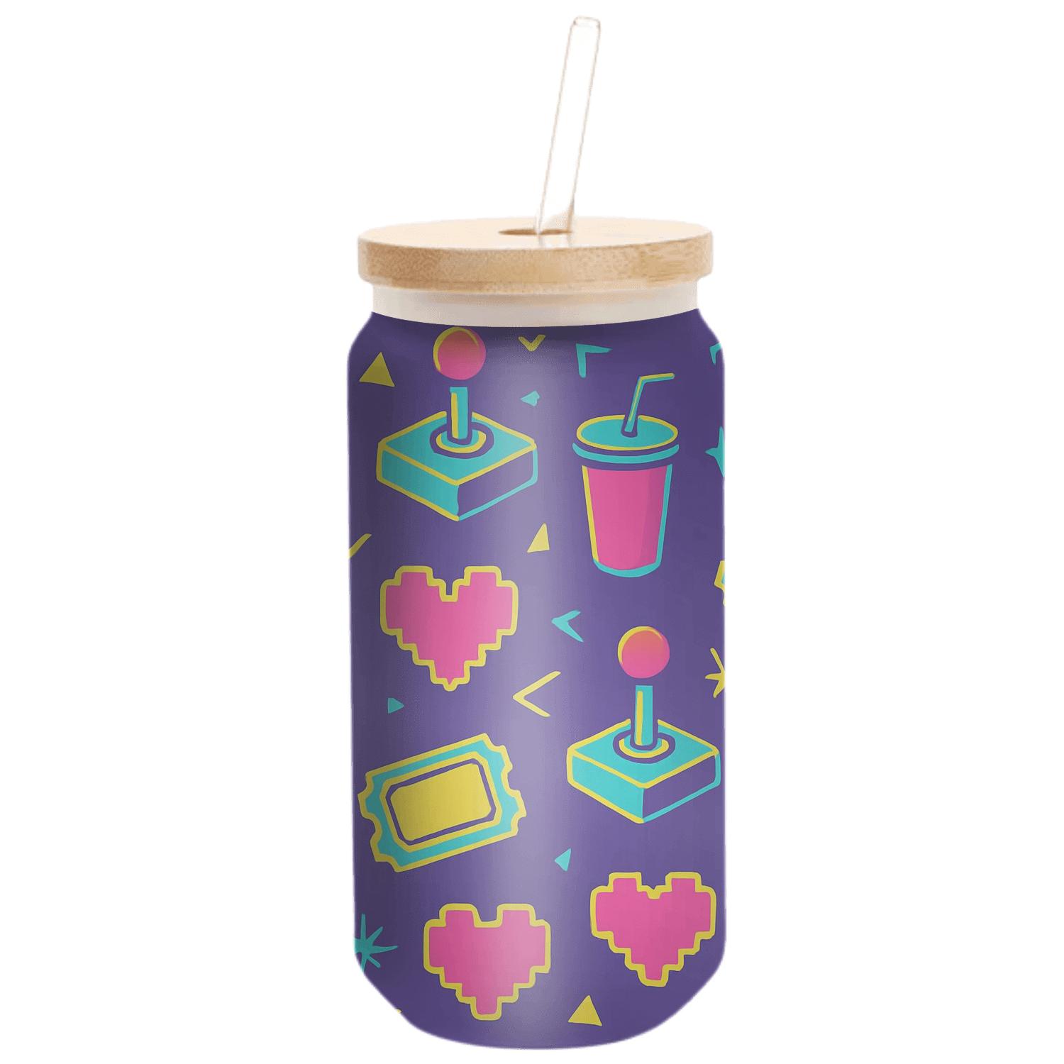 Arcade Snack Bar Neon Icons premium crystal drinkware