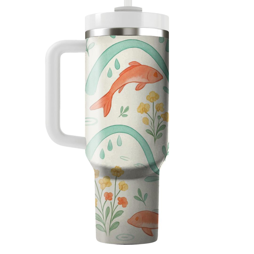 Spring Rainflower Koi Parade tumblers with lids