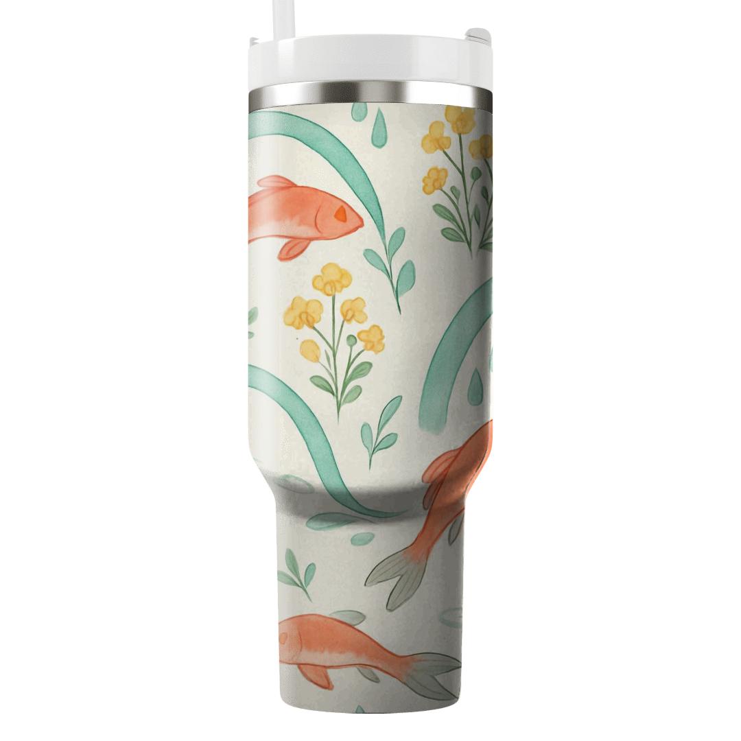 Spring Rainflower Koi Parade tumblers with lids
